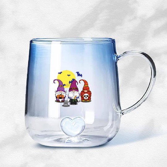 Halloween Gnomes Cute Creepy Halloween Gradient Glass Mugs