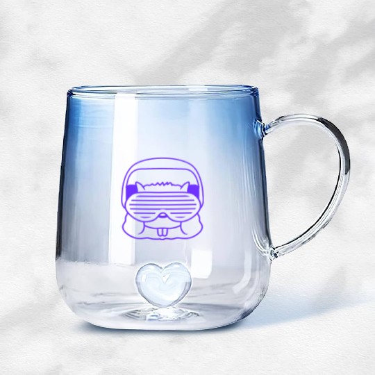 Cute DJ Hamster Party Animal Guinea Pig Pet Face Gradient Glass Mugs