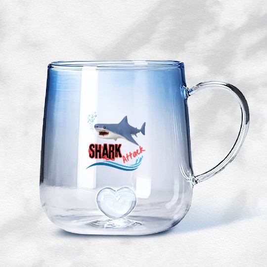 A different unique colorful shark attack design Gradient Glass Mugs