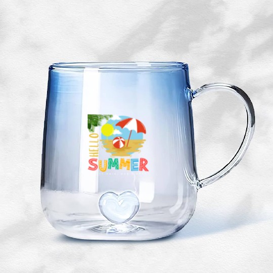 Hello Summer salty hair Don't care Gradient Glass Mugs