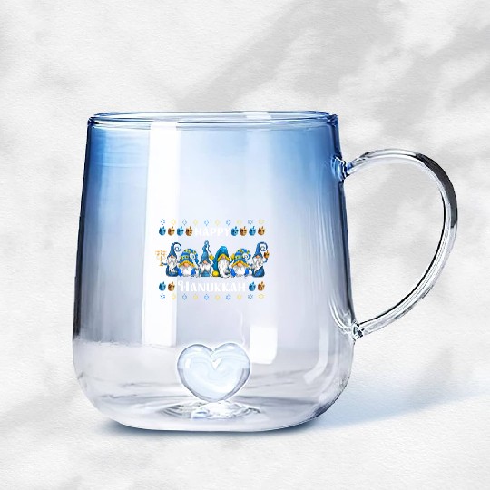 "Hanukkah Gnome" Wishing You a Happy Hanukkah Gradient Glass Mugs