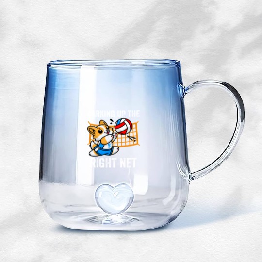 Barking Up the Right Net Funny Corgi Dog Humor Gradient Glass Mugs