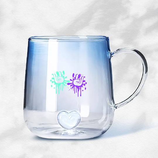 Two heavy metal graffiti horn fingers hand gesture Gradient Glass Mugs