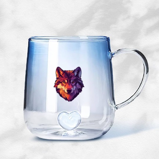 Floral Wolf Vintage Flowers Wolf Face for Wolves Gradient Glass Mugs