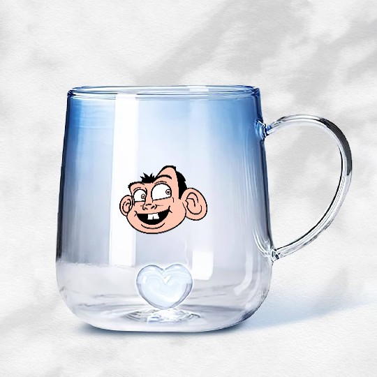 Monkey Face Sweet Cute Little Head Laughs Happy Gradient Glass Mugs