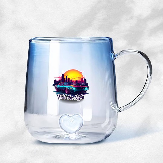 Cyberpunk Muscle Car Gradient Glass Mugs