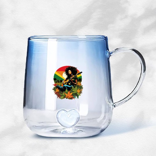 Rastafarian guitar player in reggae style Gradient Glass Mugs