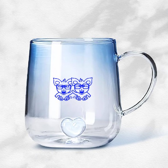 2 Nerd Cats Horn Glasses Geek Smart Friends Team Gradient Glass Mugs