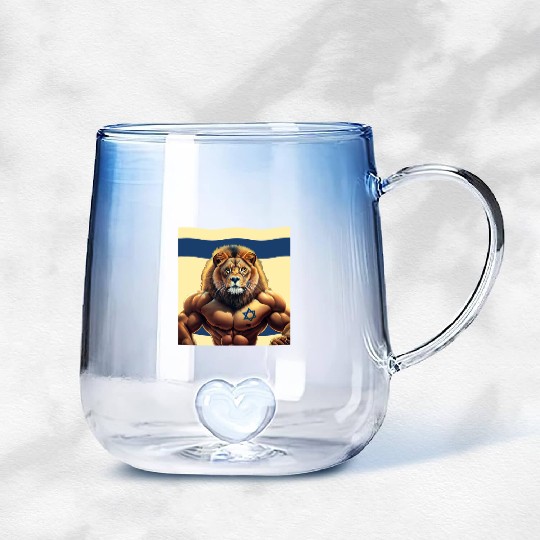 Strength and Unity: The Lion of Israel, Israeli Pa Gradient Glass Mugs