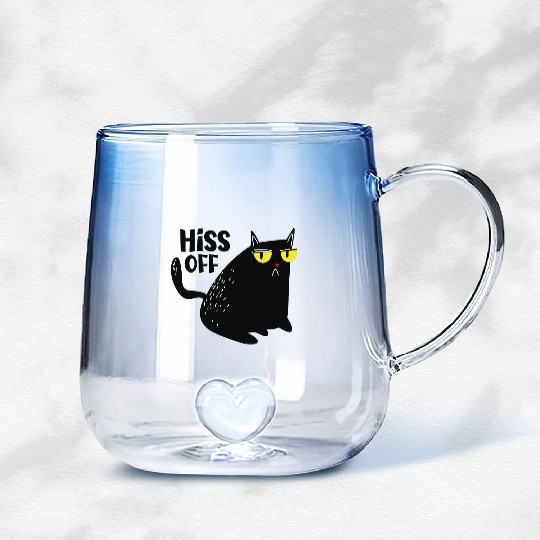 hiss off cat Gradient Glass Mugs