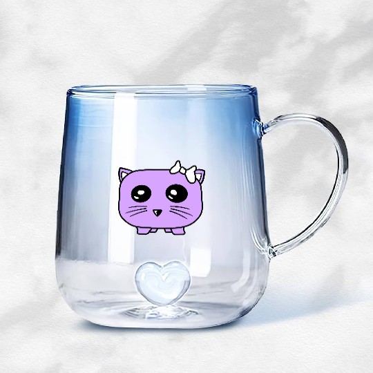 Girl Cat Pretty Fun Bow Small Female Hamster Woman Gradient Glass Mugs