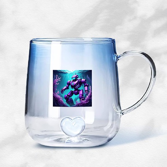 underwater military robot Gradient Glass Mugs