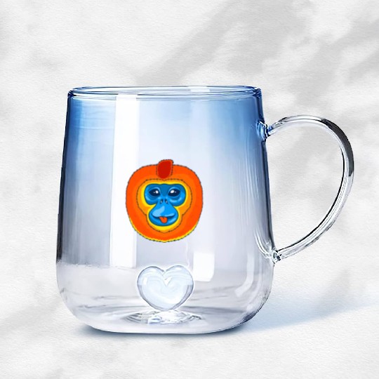 Cute Golden Snub Nosed Monkey Face Gradient Glass Mugs