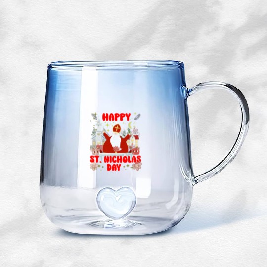 Happy saint Nicholas dayretro logo Gradient Glass Mugs