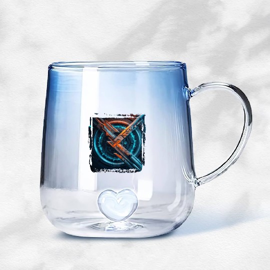 Zodiac sign Sagittarius in cyberpunk era Future Gradient Glass Mugs