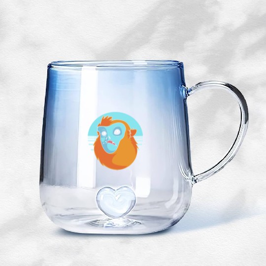 Funny Monkey Face Golden Snub Nosed Monkey Gradient Glass Mugs