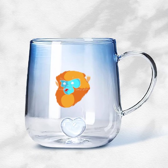Cute Monkey Face Golden Snub Nosed Monkey Lover Gradient Glass Mugs