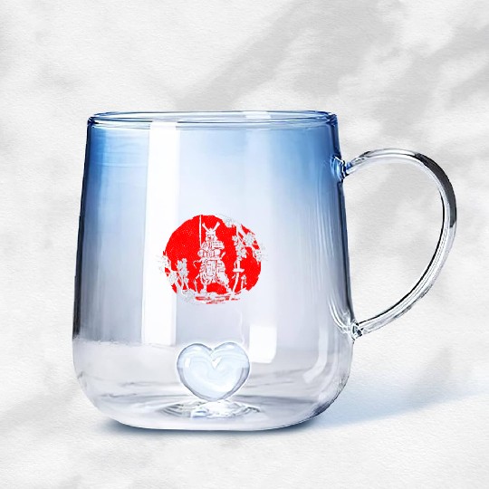 Kanji Japan Katana Sword Ninja Samurai Gradient Glass Mugs
