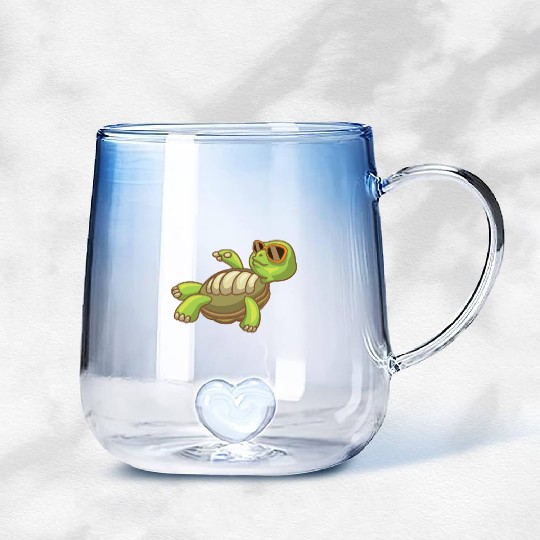 Sea Turtle Ocean Beach Relaxing Turtle Gradient Glass Mugs
