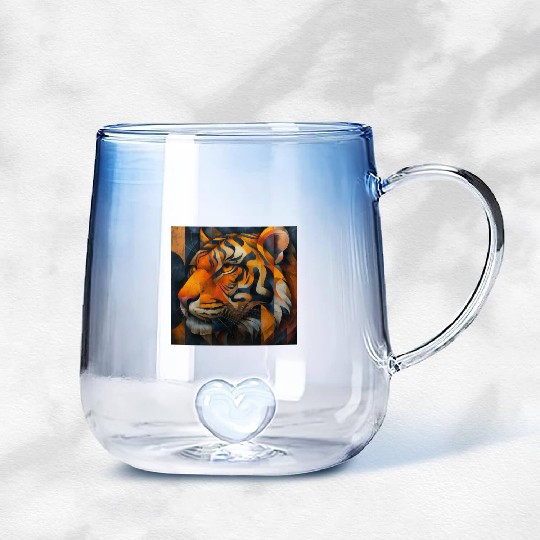 Cubist Tiger Gradient Glass Mugs