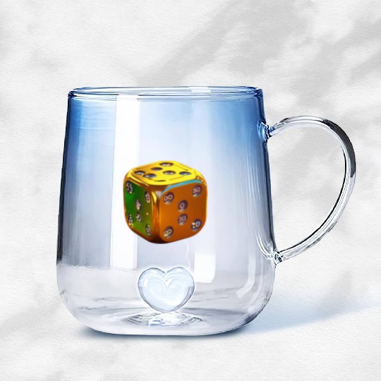 Dice Game Boy Casino 3D Art Gradient Glass Mugs