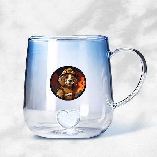 Dogs Firefighter Gradient Glass Mugs