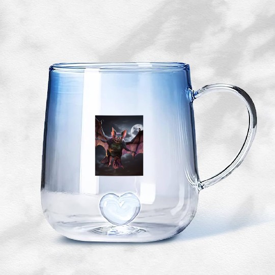 monster zombie bat glowing red eyes halloween Gradient Glass Mugs