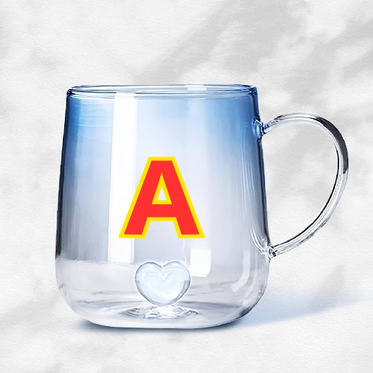 Yellow A On Red For Alvin Costume Halloween Fancy Gradient Glass Mugs
