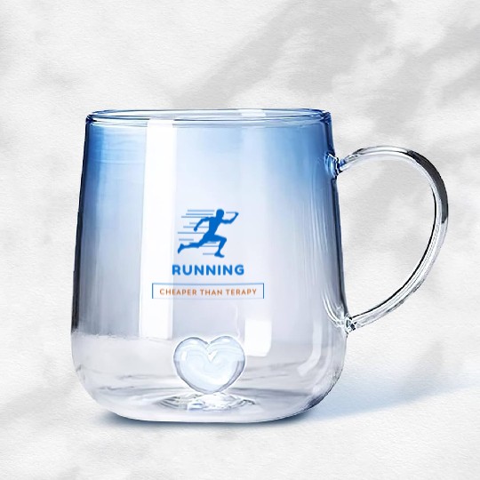 Running: Cheaper Than Therapy Fitness Running Gradient Glass Mugs