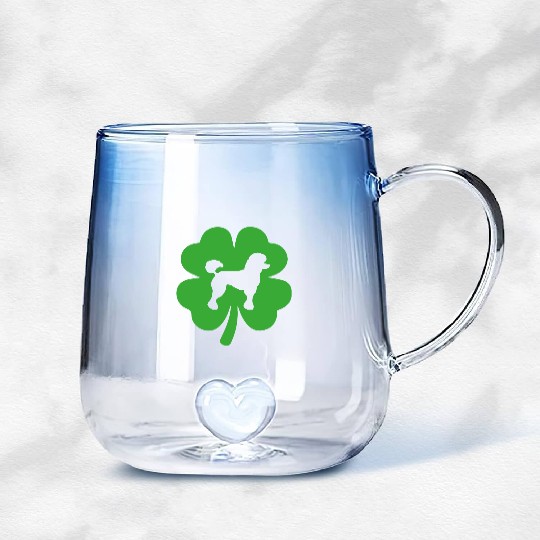 Poodle Shamrock St Patrick's day Dogs Lover Gradient Glass Mugs