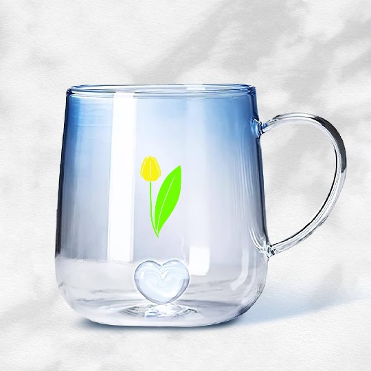 Yellow Tulip Beautiful Flower Pretty Spring Summer Gradient Glass Mugs