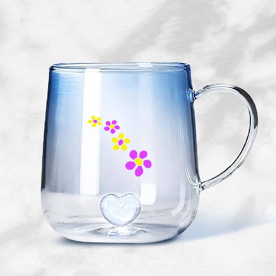 Many Pretty Daisy Flowers Decorative Nature Design Gradient Glass Mugs