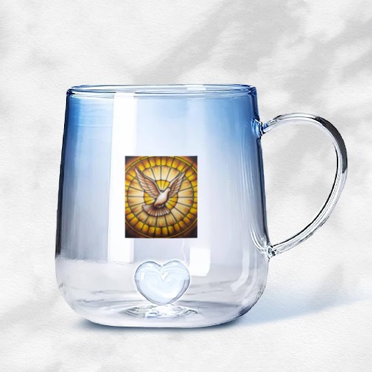 Stained Glass Dove in Flight - Peace & Spiritualit Gradient Glass Mugs