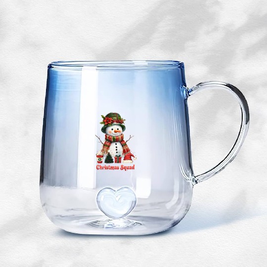 Snowman Christmas Family Gathering Gradient Glass Mugs