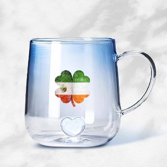 Mexican Irish Shamrock Mexico Ireland Flag Gradient Glass Mugs