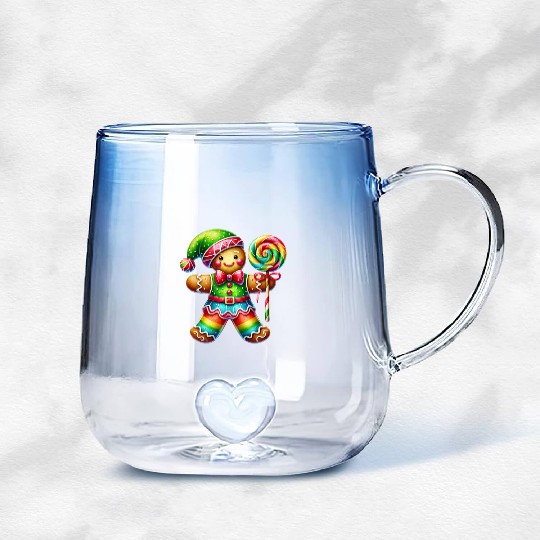 Gingerbread Christmas, Merry Christmas, Candy Gradient Glass Mugs