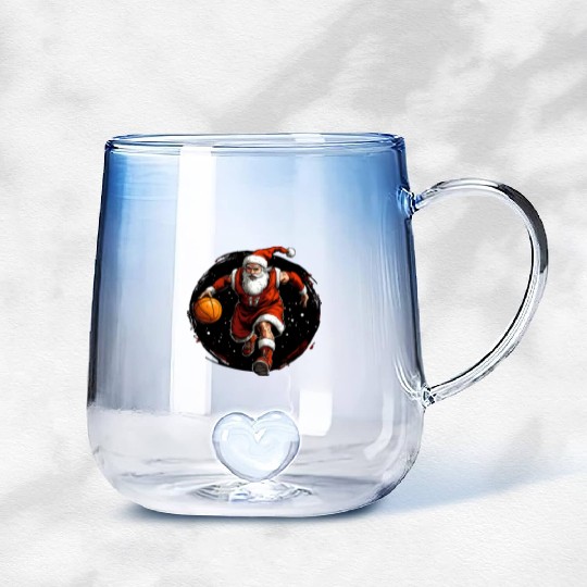 Basketball player Christmas / Santa Claus Basketba Gradient Glass Mugs