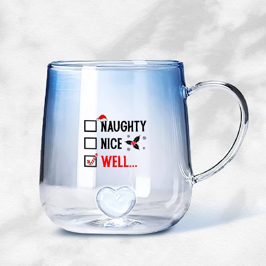 Naughty or Nice Funny Christmas Gradient Glass Mugs