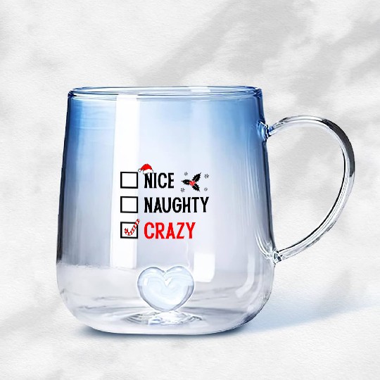 Naughty, Nice, Crazy Christmas Gradient Glass Mugs