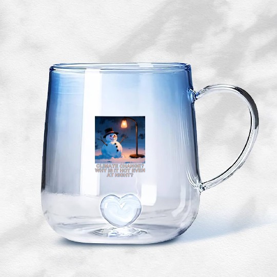 Frosty Snowman Under Street Lights Christmas Gradient Glass Mugs