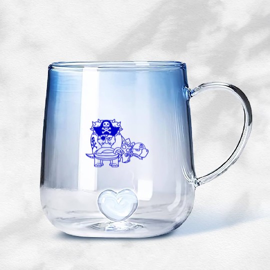 Triceratops Stegosaurus 2 Dinosaur Pirates Dinos Gradient Glass Mugs