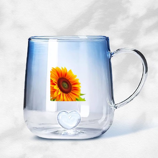 Whimsical Sunflower Gradient Glass Mugs