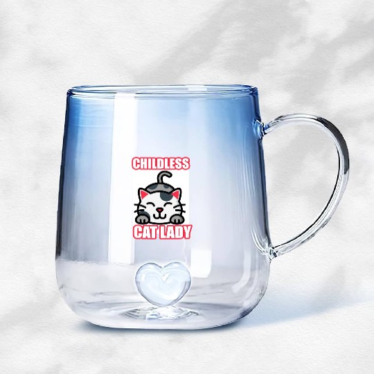 childless cat lady Gradient Glass Mugs