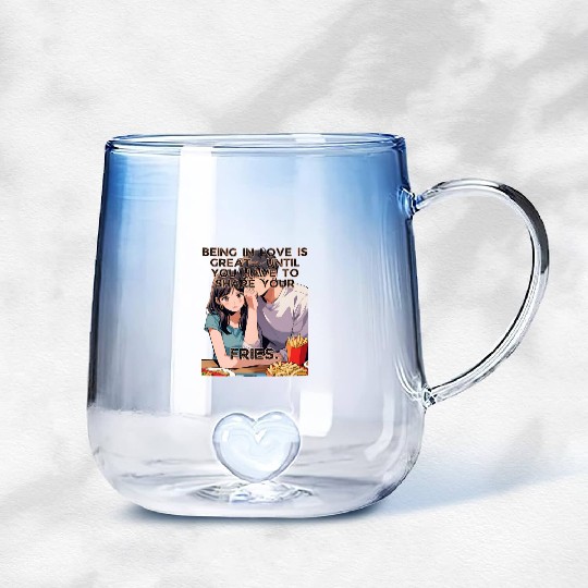 Love Is Great Have To Share The Fries Valentines Gradient Glass Mugs