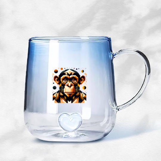 geometric abstract chimpanzee art design Gradient Glass Mugs