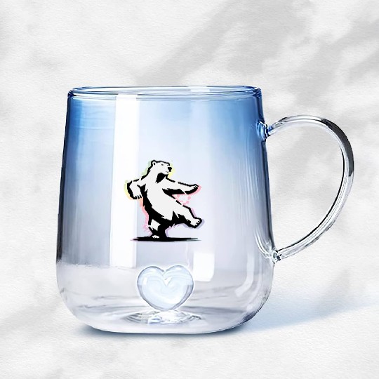 Dancing polar bear in stencil style Gradient Glass Mugs