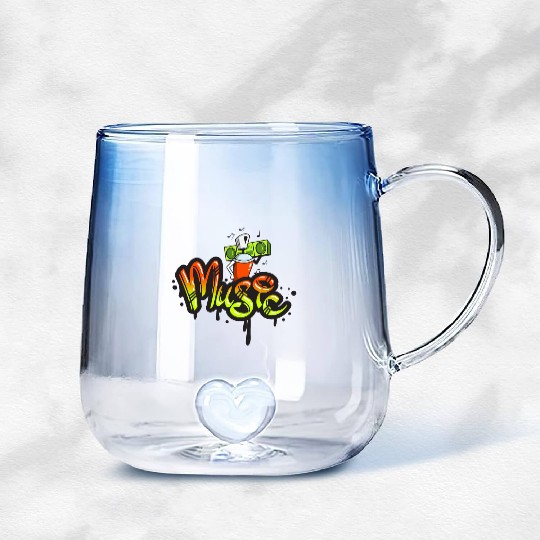 Heart of music Gradient Glass Mugs