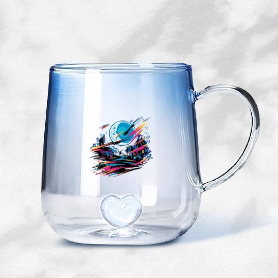 Gradient Glass Mugs Halloween Graffiti Design - Neon Abstract