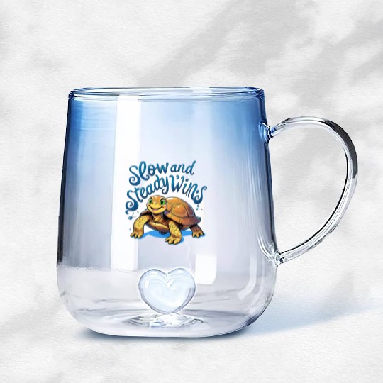 Whimsical Turtle with Confident Message Gradient Glass Mugs