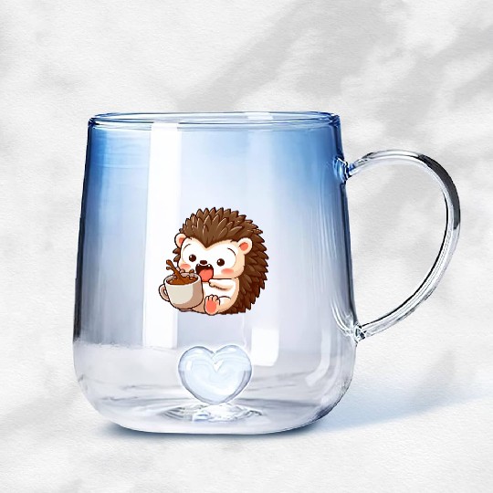 Hedgehog Caffeine Comic funny shocked hedgehog Gradient Glass Mugs